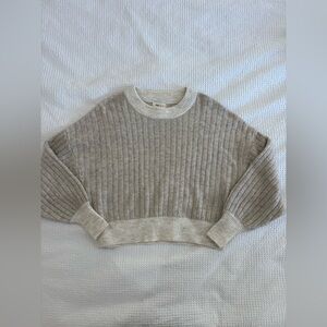 Yes Lola Taupe & Beige Ribbed Sweater